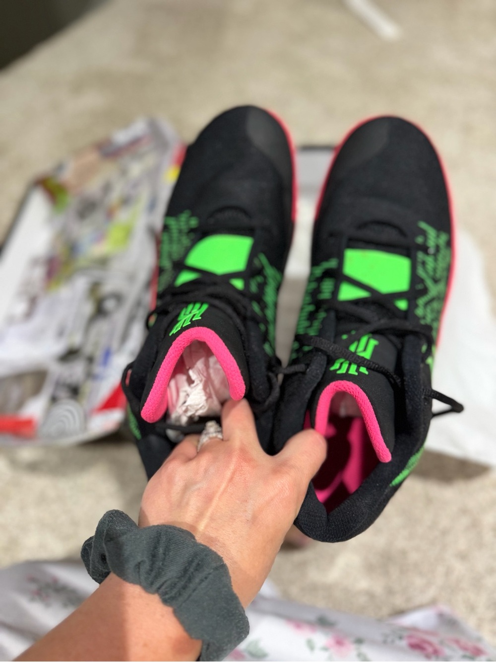 Air Jordan 1 High FlyEase (Black/Green/Pink) (Size 11)